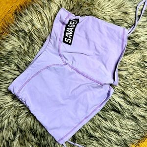 Woman’s small purple savage barbell shorts